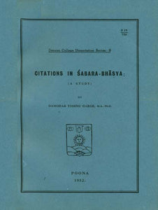 Citations in Sabara-Bhasya (A Study)