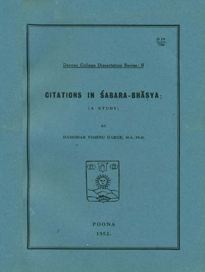 Citations in Sabara-Bhasya (A Study)