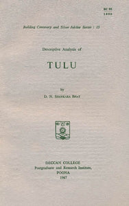 Descriptive Analysis of Tulu (An Old and Rare Book)