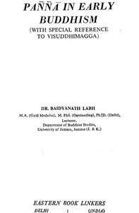 Panna in Early Buddhism - With Special Reference to Visuddhimagga) (An Old and Rare Book)