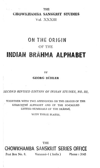 On the Origin of the Indian Brahma Alphabet (Old and Rare Book)